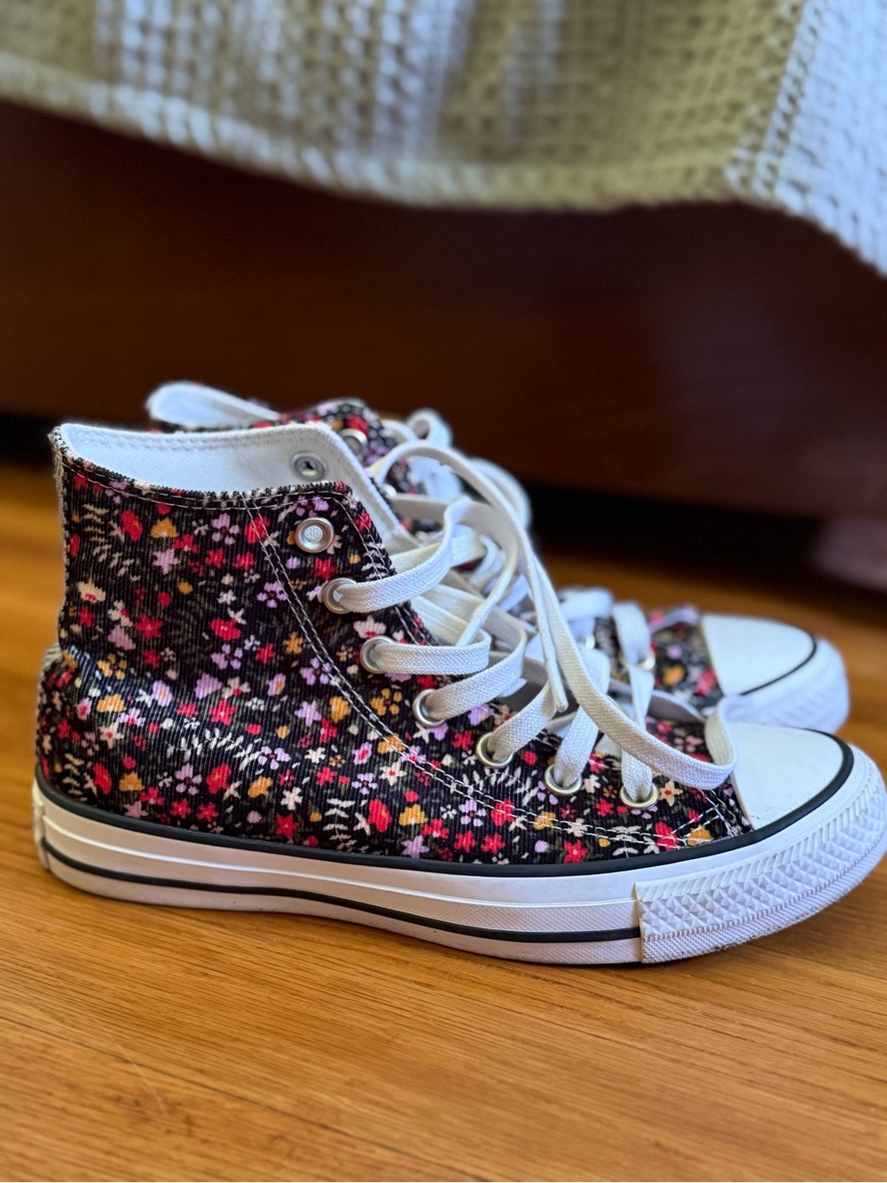 Converse High-Top Floral Sneakers - Black/Pink